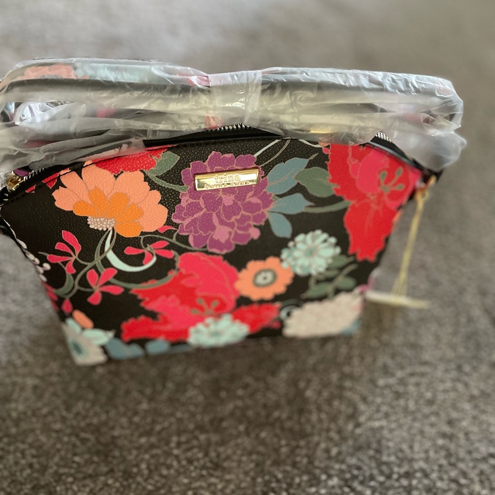 Trina Turk Floral Crossbody Bag - Black and Multicolor